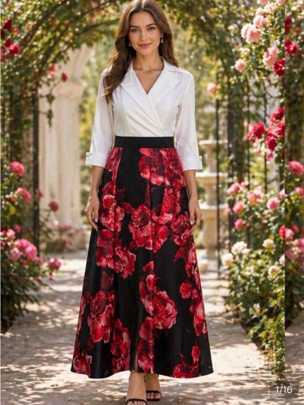 AlexaB Floral Black and Red Women's Dress 8